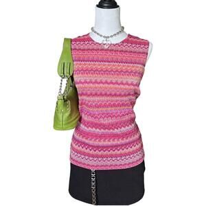 y2k pink multicolor striped knit top